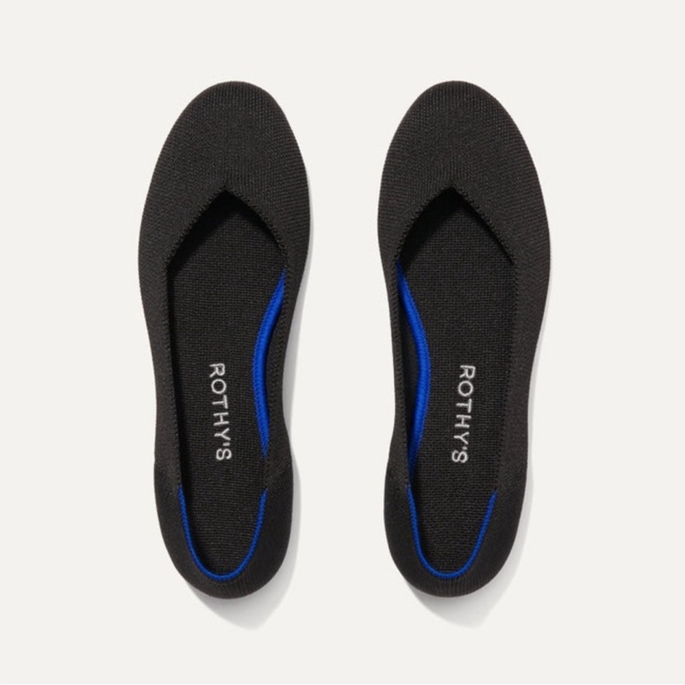 New Rothy’s The Flat Ballet Flats Round Toe Black Size 8 - Picture 2 of 15